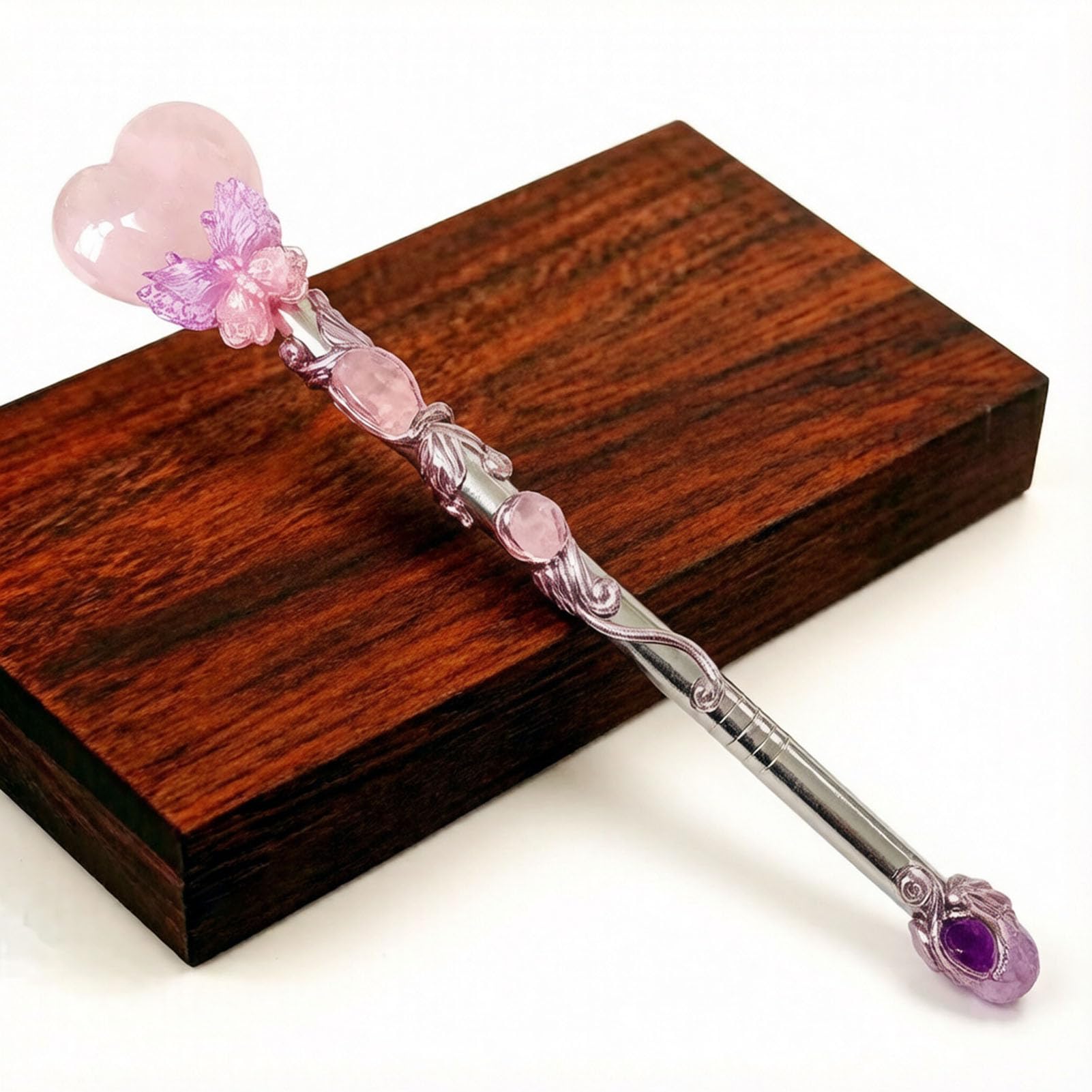Bacchetta di cristallo naturale per magia curativa del chakra delle streghe