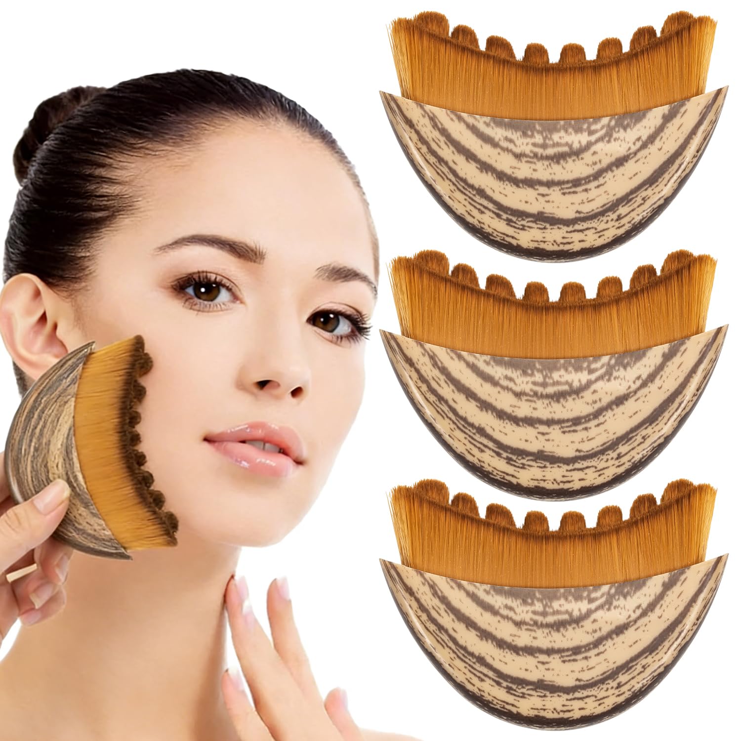 Lymphatische Gesichtsbürste, 2 Stück Alpenfaser Gesichtsbürste Face Brush, Gesichtsbürst für Gesichtsmassage, Gesichts-Lymphdrainage & Natürliches Lifting