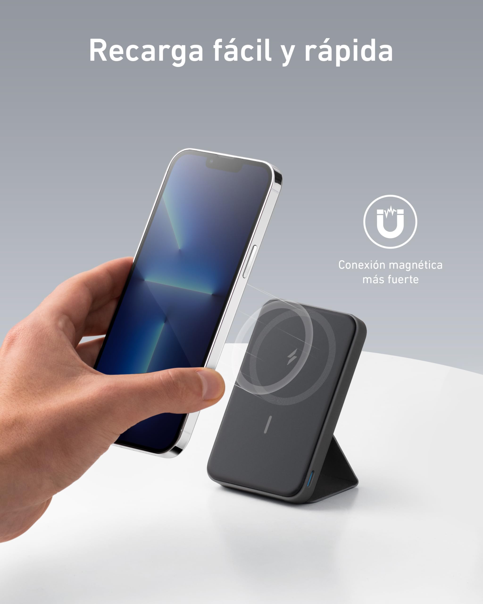 Anker 622 MagGo - Banco de energía magnético inalámbrico (5000 mAh, Plegable, con USB-C para iPhone 17/16/15 Series, interestelar)