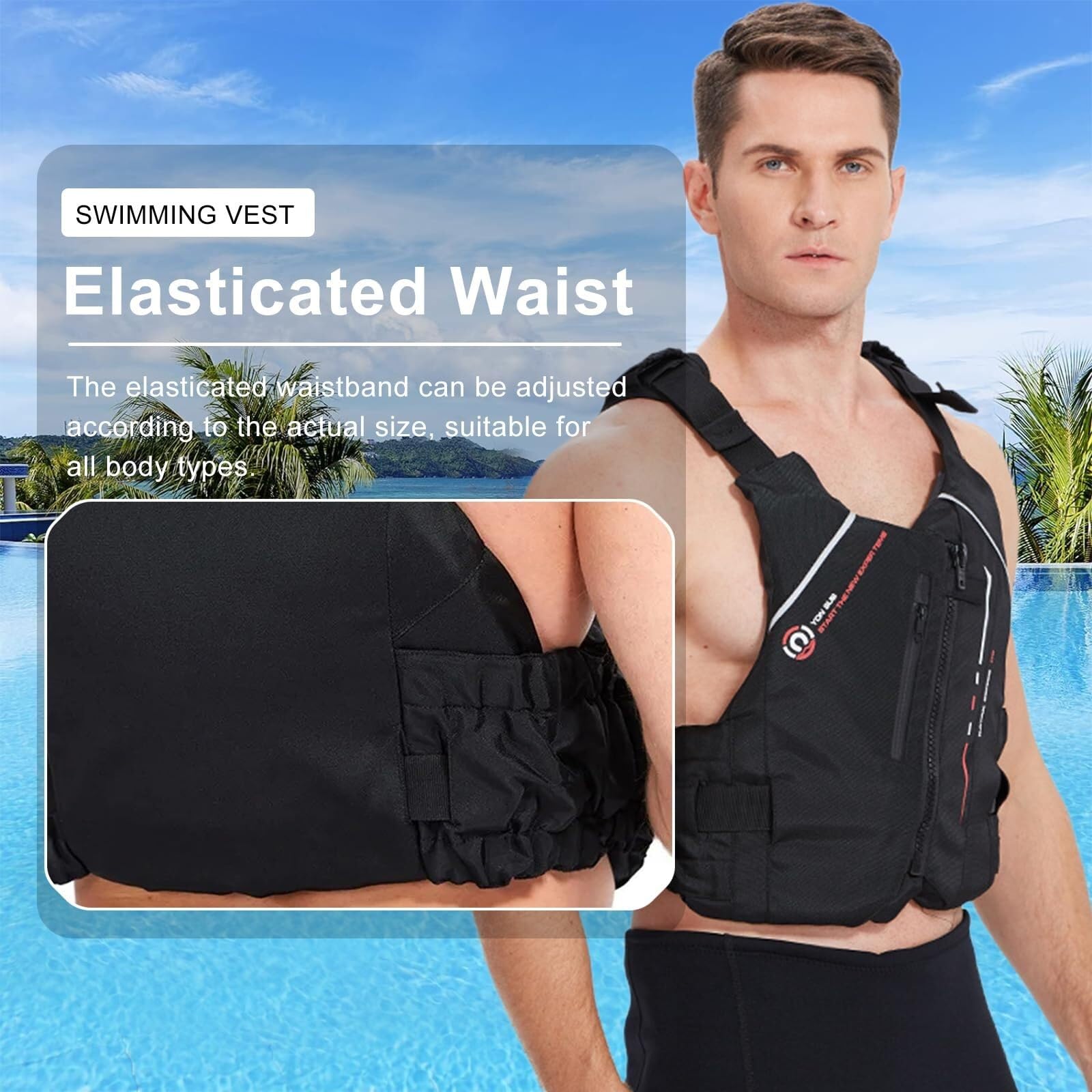 Unisex Hohe Auftriebskraft Tragbar Schwimnweste Leichtes Nylon PVC Schaum für Surfen Segeln Schnorcheln Angeln Wassersport