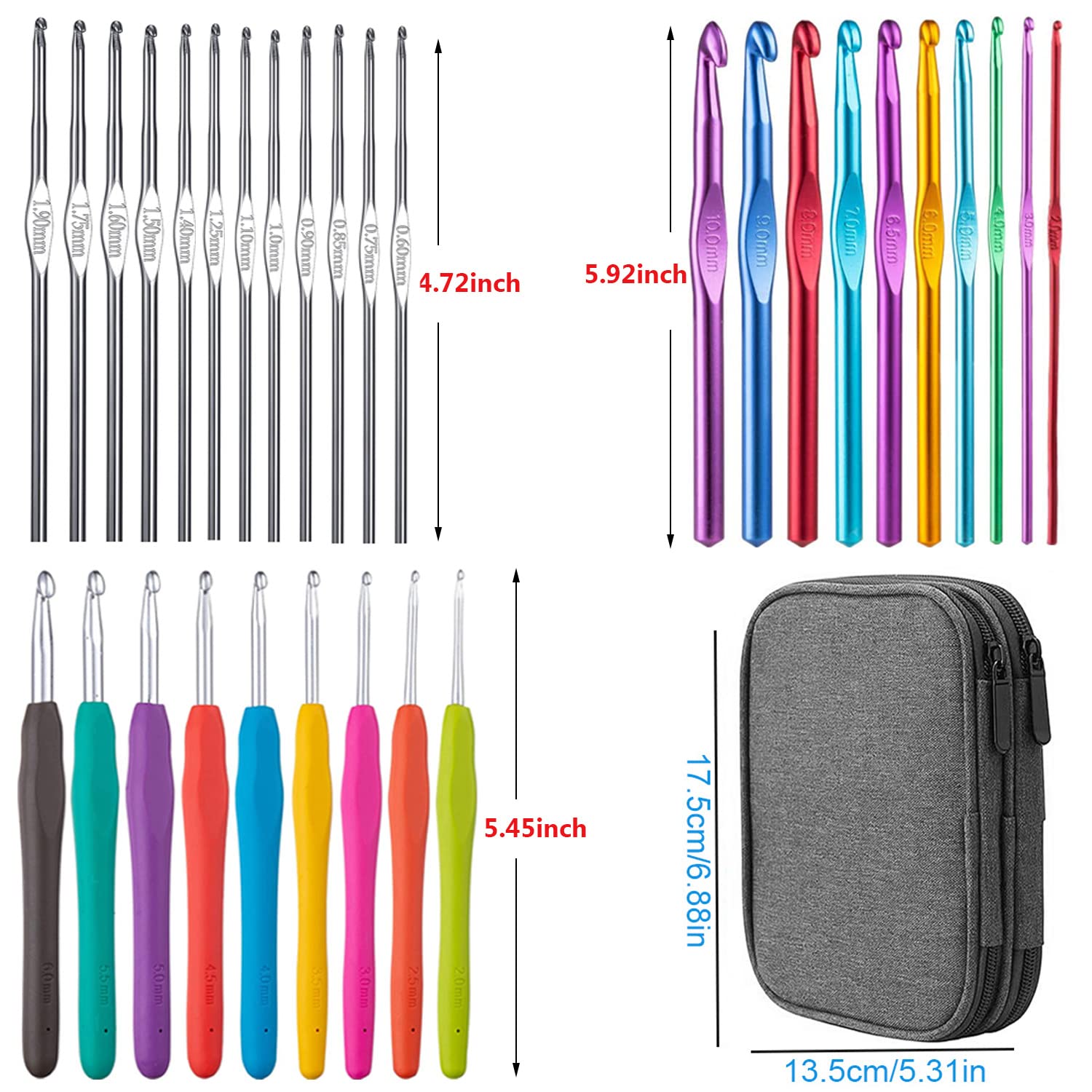 Lot De 36 Crochets à Crochet, Aiguilles Ergonomiques Souples Pour Les