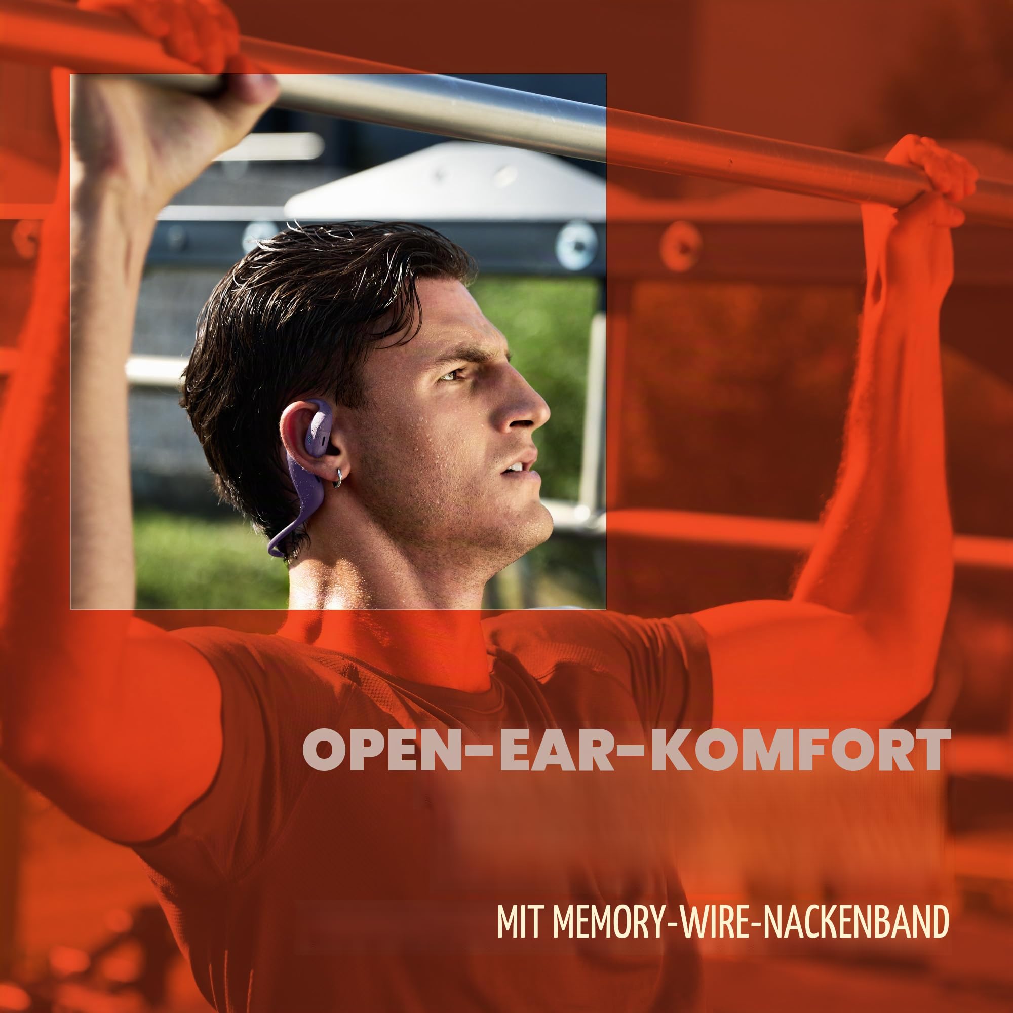 JBL Endurance Pace Open-Ear-Sport-Kopfhörer mit Bluetooth, Schwarz/Grau | 10 Stunden Akkulaufzeit, Leichter Titan-Memory-Wire-Nackenbügel, IP68 Wasser-/Staubschutz, JBL OpenSound-Technologie