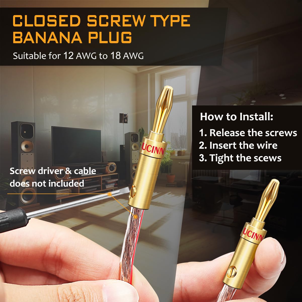 Enchufes Tipo Banana Para Altavoz, 5 Pares, Chapados En Oro, | Cuotas Sin Interés