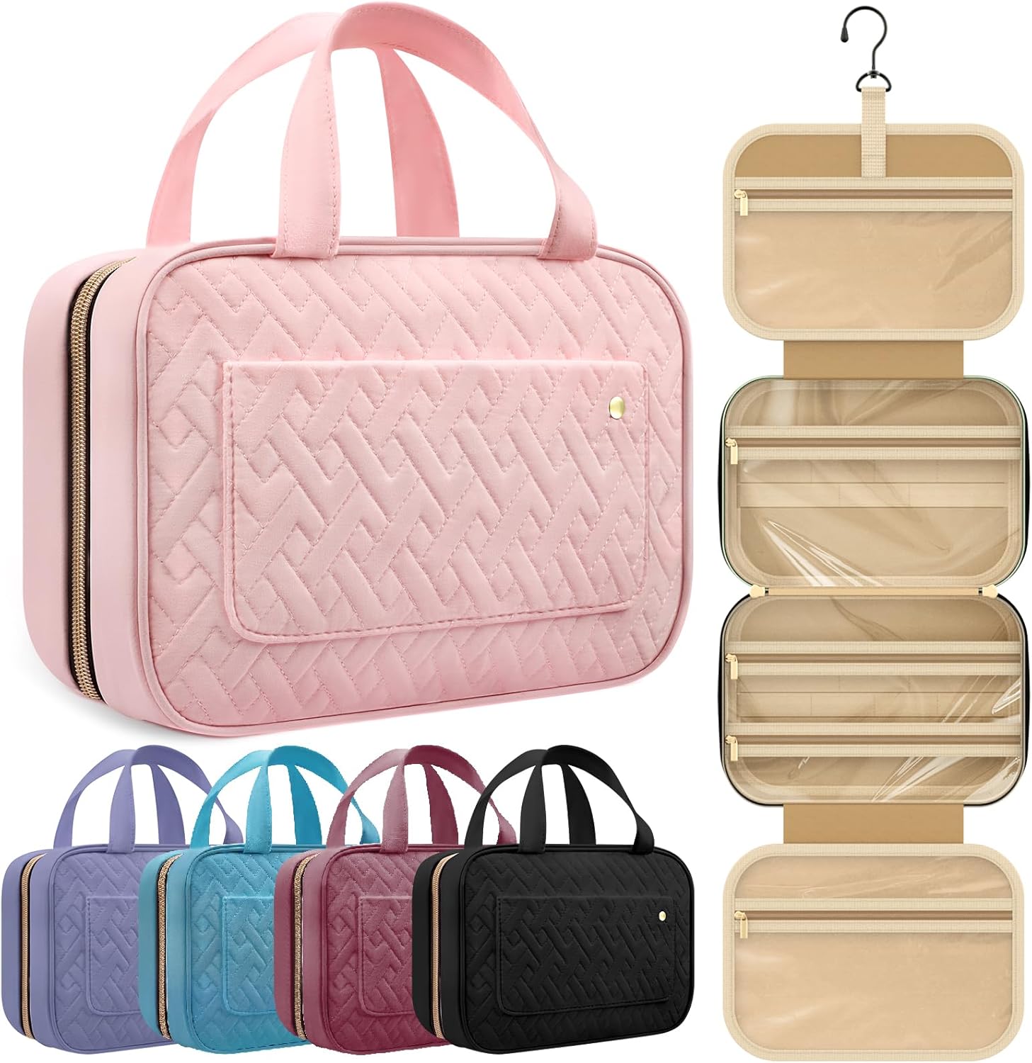 HOTOR Travel Toiletry Bag with Rotatable Hanging Hook