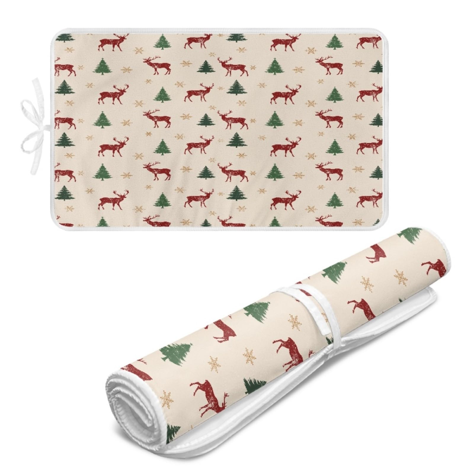 Bügelmatte Rote Weihnachtsrenniere Bügeleinlage Faltbares Hitzebeständig Waschbar Bügelauflage für Tisch und andere Oberflächen Bügelbrett Unterlage rutschfeste Bügeldecke 80x50cm (2 Stück)