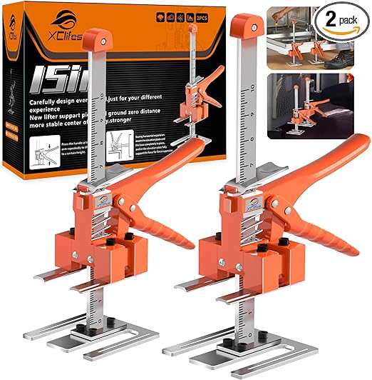 Labor-Saving Handle 2 Pack, Construction Jack, Wall Tile Locator, Multi-Function Height Adjustment Lifting Device, Door Panel Lifting Cabinet Jack, Raised 10 in, Pair Dynamic Load 400 LB