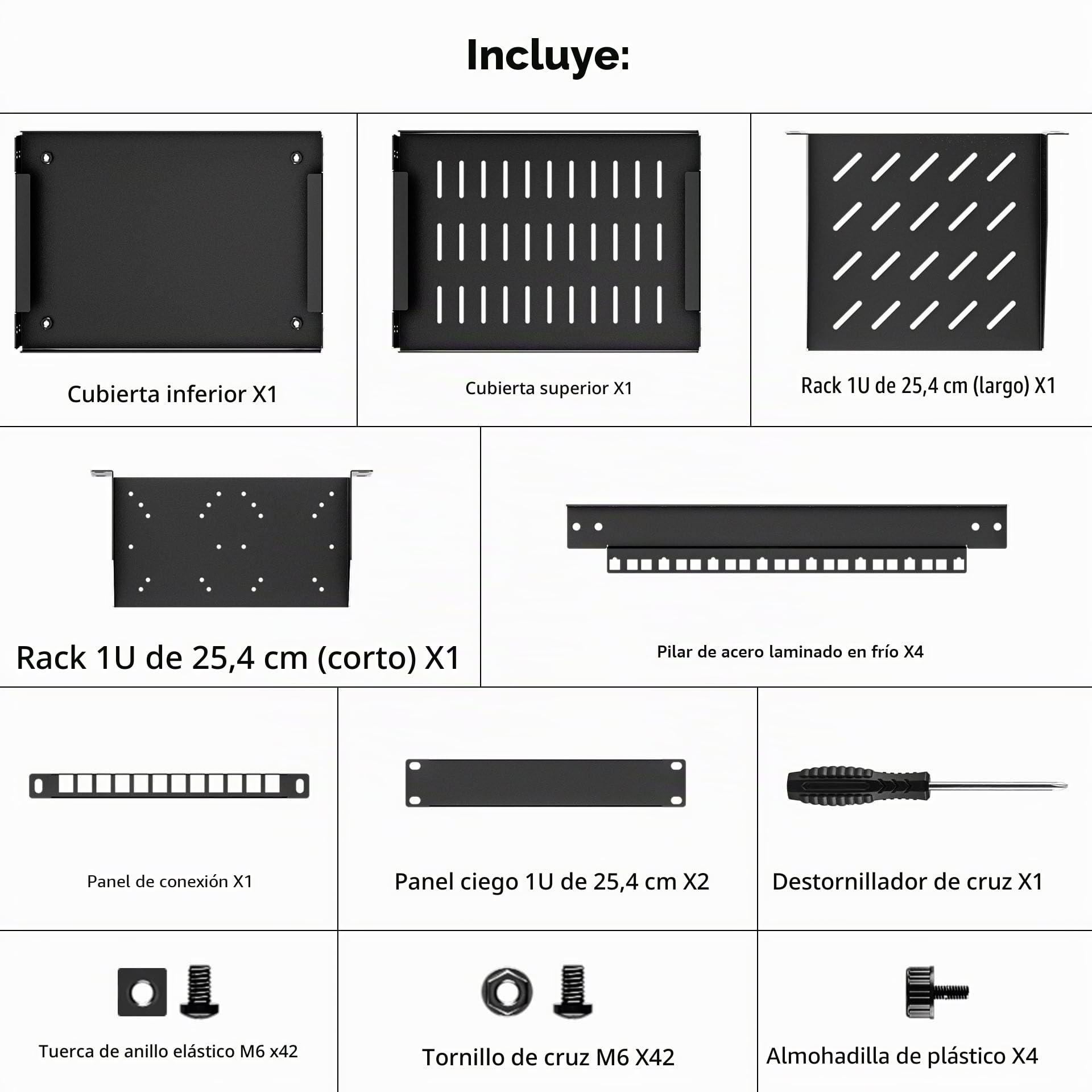 Armario para Servidores de 8U, Mini Rack para Servidores de 10 Pulgadas para Redes, Servidores, Equipos Audiovisuales y Proyectos de Bricolaje, 7,87 Pulgadas de Profundidad, Negro