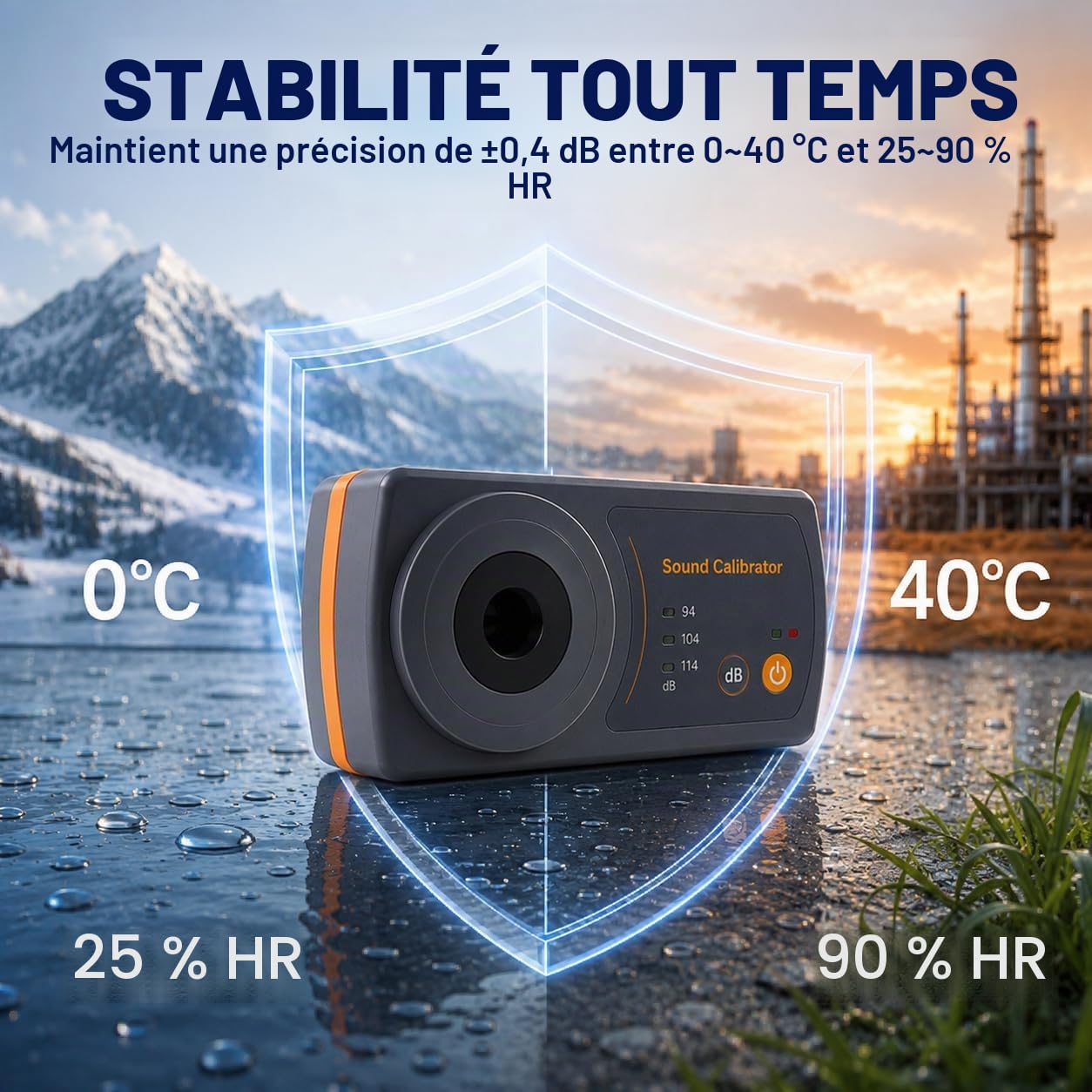 Sonomètre Décibel Niveau Calibrateur Étalonnage 114dB / 94dB / 104dB Étalonnage Niveau pour Sonomètres