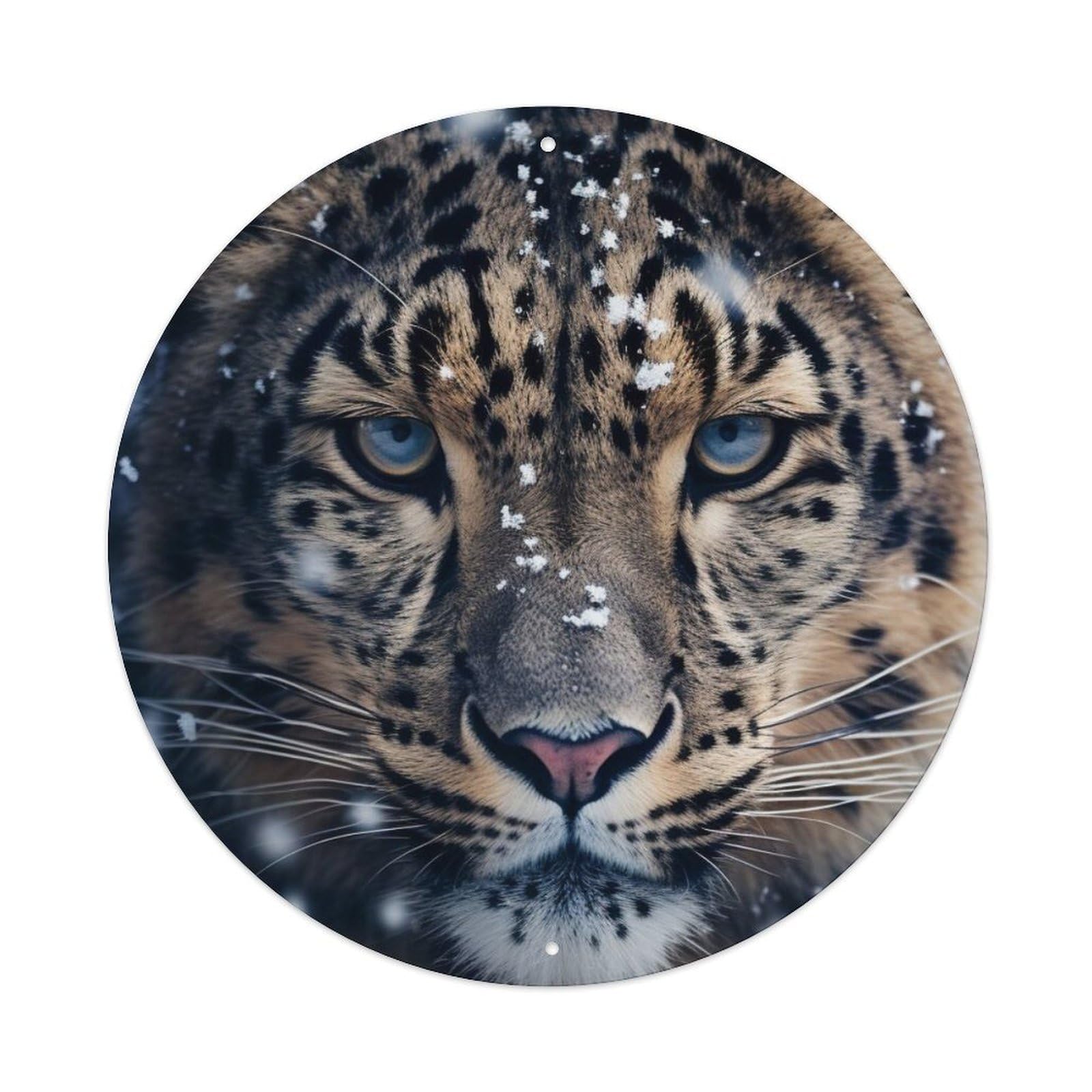 Animal Far Eastern Leopard in Snowy Weather Metal Tin Sign