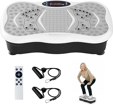 Vibration Plate Exercise Machine, 200 Speeds Vibrating Plate for Lymphatic Drainage, Vibrating Shaking Full Body Shaker Workout, Vibration Fitness Platform for Weight Loss, for Home, LightGray