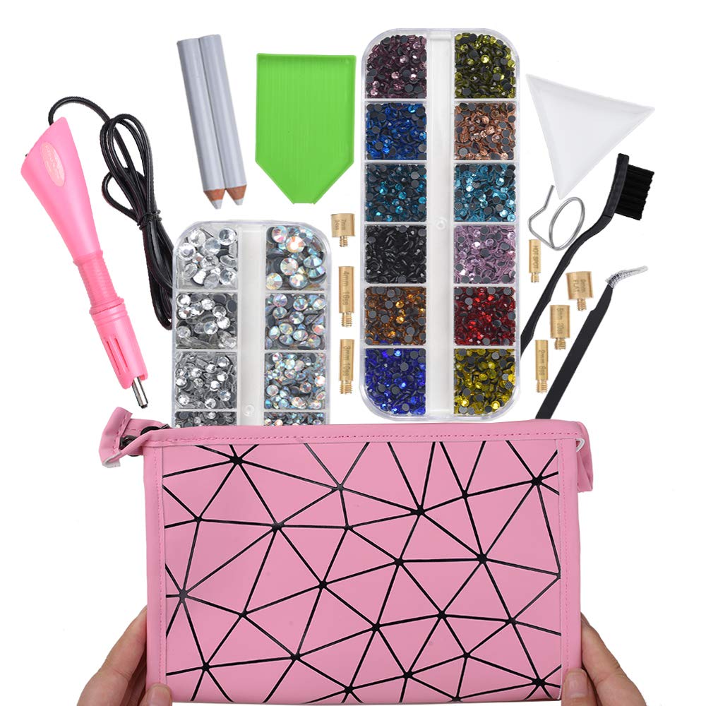 Kit applicateur Hotfix rose complet avec 7200 strass DMC et sac de rangement pratique