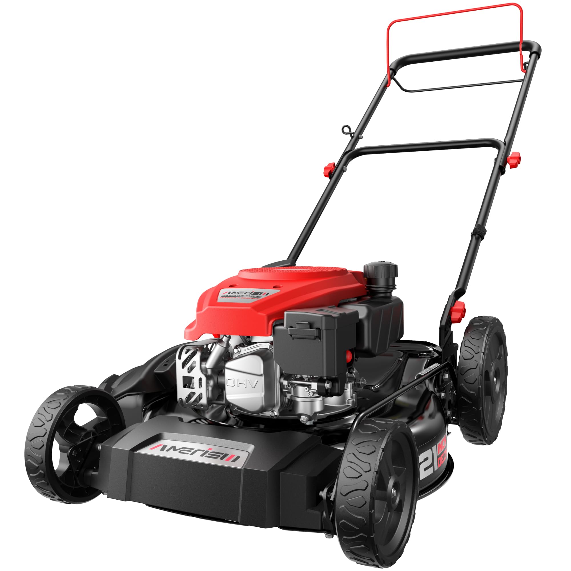 AMERISUN 21" Gas Lawn Mower, 144cc Engine, 2-in-1 Mulching & Side Discharge