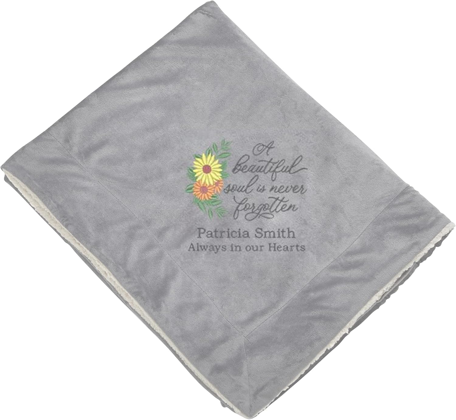 Personalization Universe Beautiful Soul Embroidered 60x72 Grey Sherpa Blanket
