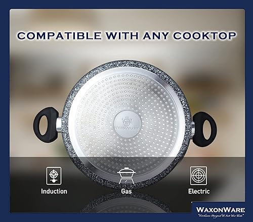 Miniatura 5 de WaxonWare - Caserola horno holandés de 5.25 cuartos de galón de cerámica antiadherente, olla para sopa indeformable, no tóxica, sin