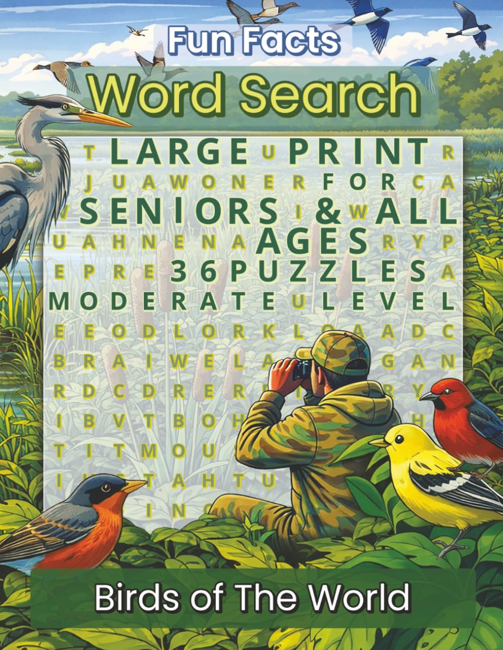 Fun Facts Word Search: Birds of the World: A Large Print Bird Word Search Book for Seniors and All Ages Featuring Backyard Birds, Habitats, Migration, ... Facts Word Search: Wildlife & Nature Series)