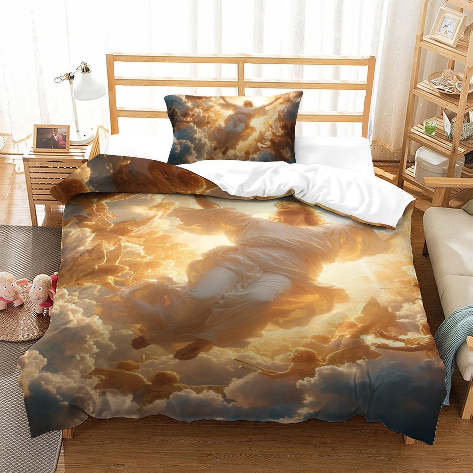 Housse de couette Jésus 135 x 200 cm protectrice pour nuits sereines