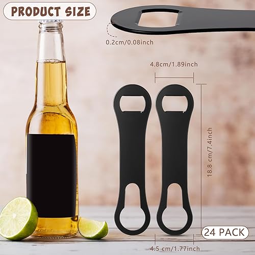 Miniatura 2 de 24 piezas de abridor de botellas de acero inoxidable con llave de barra y removedor de boquilla de vertido, abridor de cerveza de metal plano para