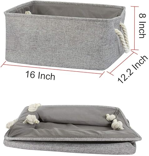 Miniatura 3 de uxcell Cesta de almacenamiento de tela con doble asa, contenedores de almacenamiento plegables para lavandería, almacenamiento de ropa, organizador