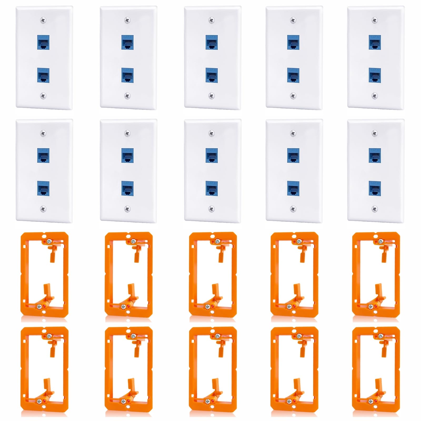Plaque murale Ethernet Cat6 Lot de 10 prises RJ45 avec supports encastrables basse tension