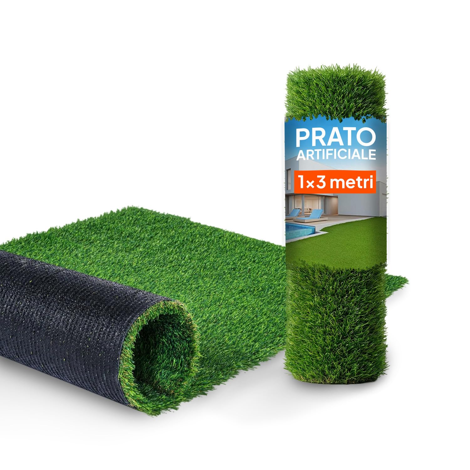 Prato Sintetico 1x3 m Effetto Erba Naturale - Tappeto Erba Artificiale Drenante per Giardino, Balcone e Terrazzo, Manto Erboso Calpestabile Resistente UV, Alta Densità e Morbido (1x3m)