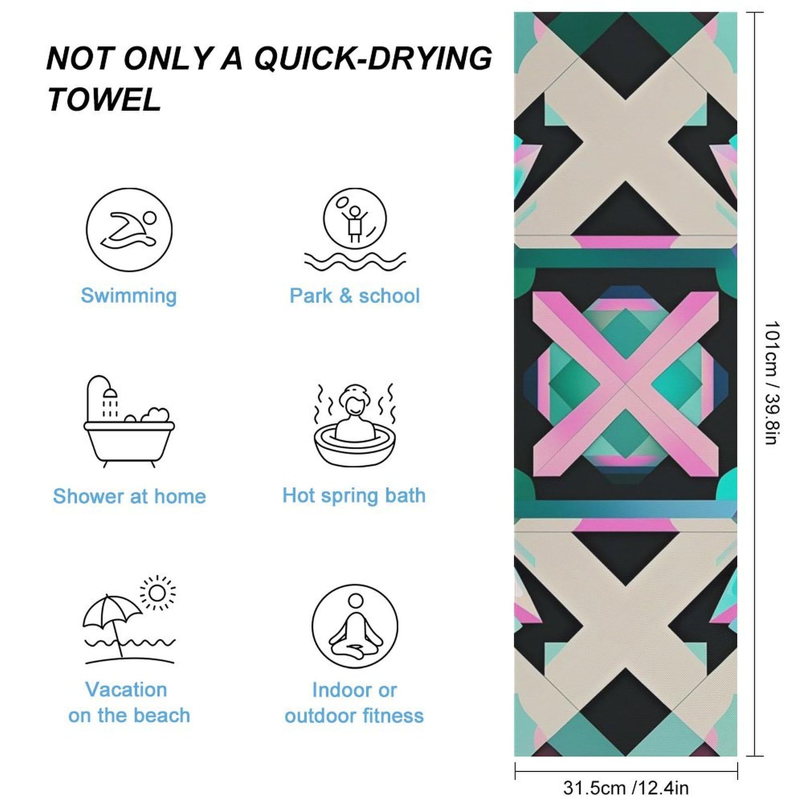 FHESDCW Line Pattern Towel Quick Dry Ice Towels for Hot Weather Breathable Camping Towels Sweat Super Absorbent Bathroom Towel for Gym Yoga Pilates Exercise