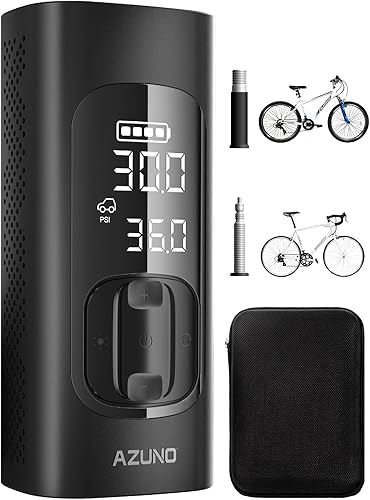 AZUNO Inflador de neumáticos de bicicleta con manómetro - Herramienta de compresor de aire Presta y Schrader para bicicleta