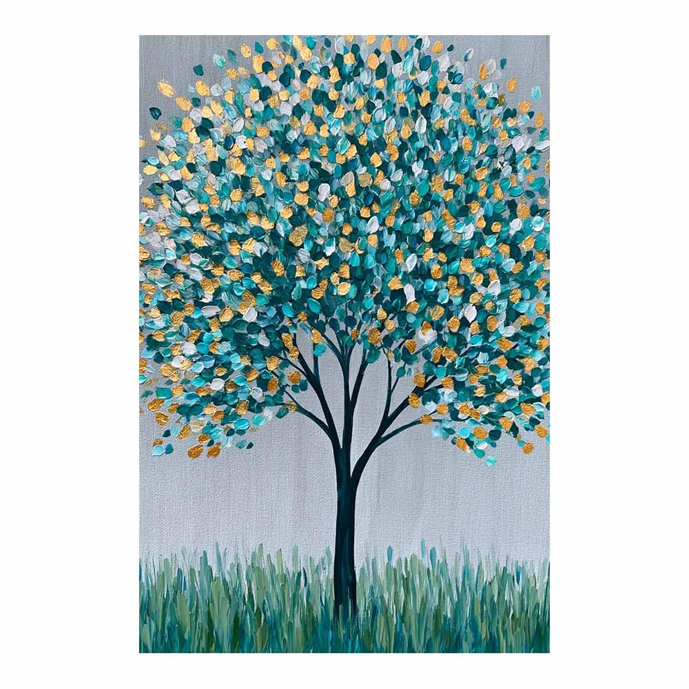XENIOU Tree Wall Art Butterflyss Golden Tree canvas painting wall art, Living Room Bedroom Hallway Stairs Decoration.(Multicolor)-70x100cm Unframed