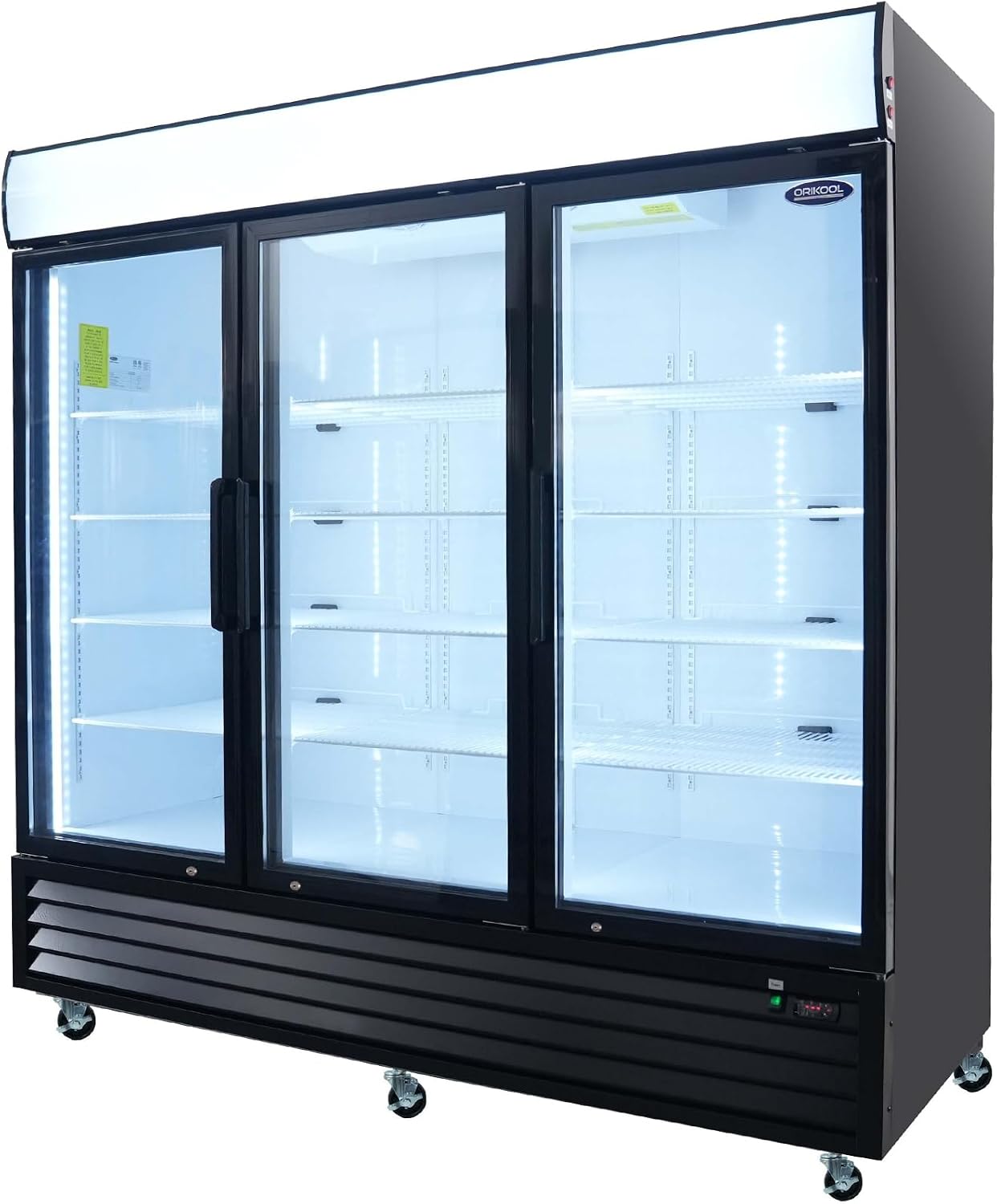 Commercial Double Glass Door Merchandiser Freezers, 80.7" W, Lockable Wheels, 1980L Restaurant Freezers ETL Commercial Freezers