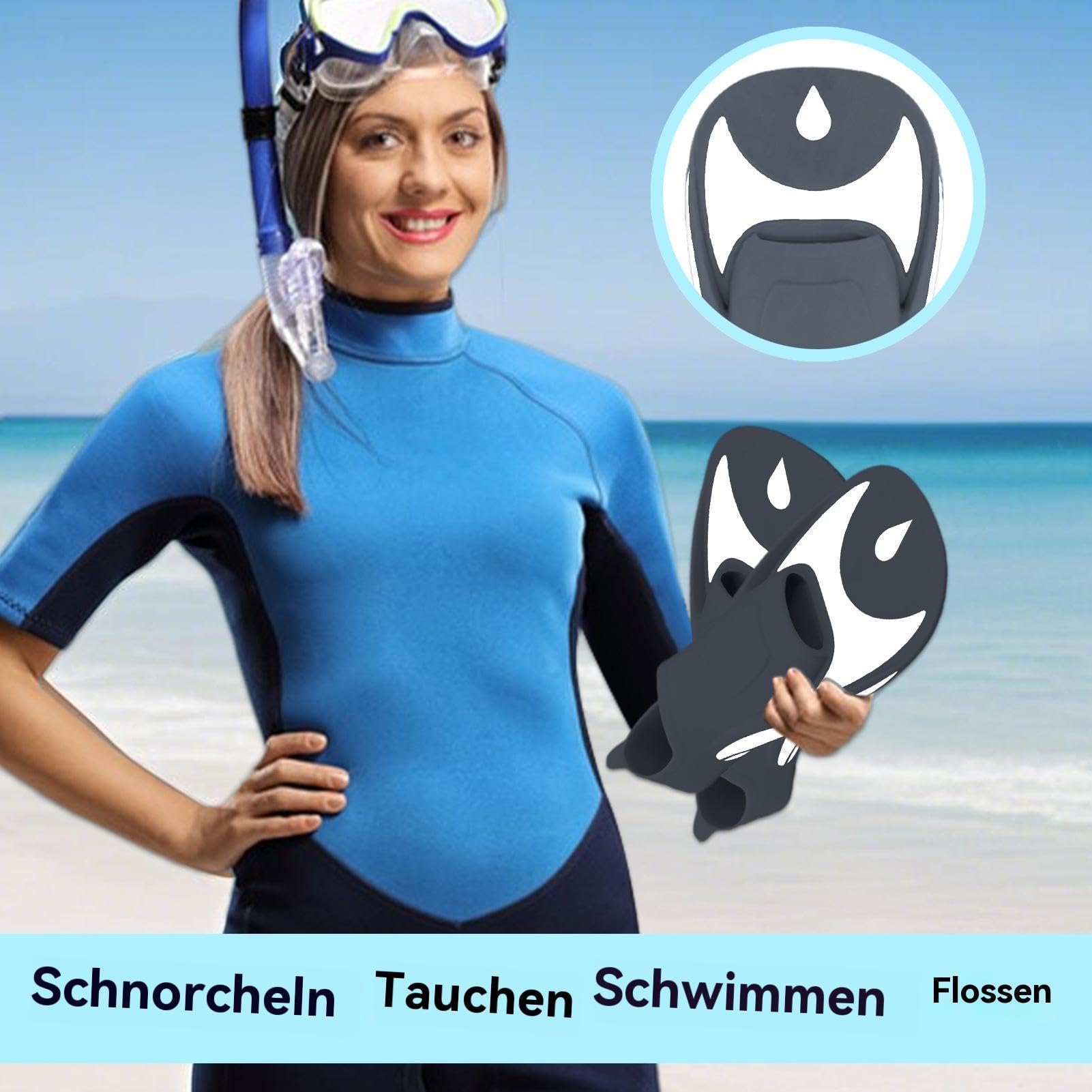 Pinne galleggianti per allenamento di nuoto | Set da snorkeling, attrezzatura per immersioni, attrezzatura sportiva per donne, bambini, piscina, vacanze al mare