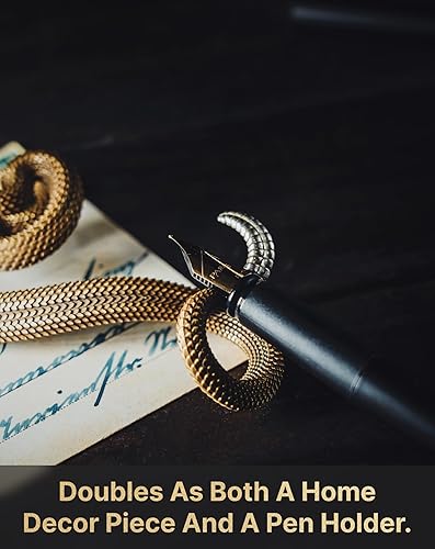 Miniatura 5 de COPPERTIST.WU Soporte para bolígrafo de serpiente de cascabel, estatua de latón, soporte de incienso de serpiente, manualidades de serpiente, regalo