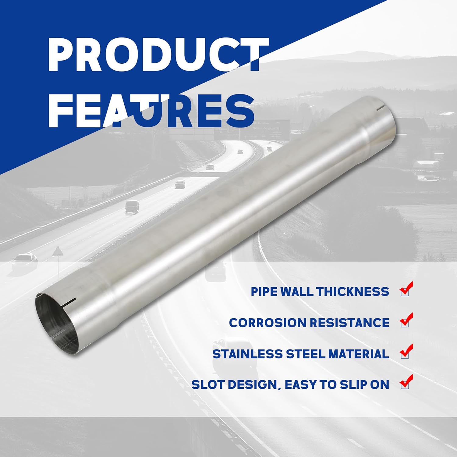Universal stainless steel Exhaust Pipe flared Tube-36" 3 Feet Length 4" ID,Muffler Replacement Pipe