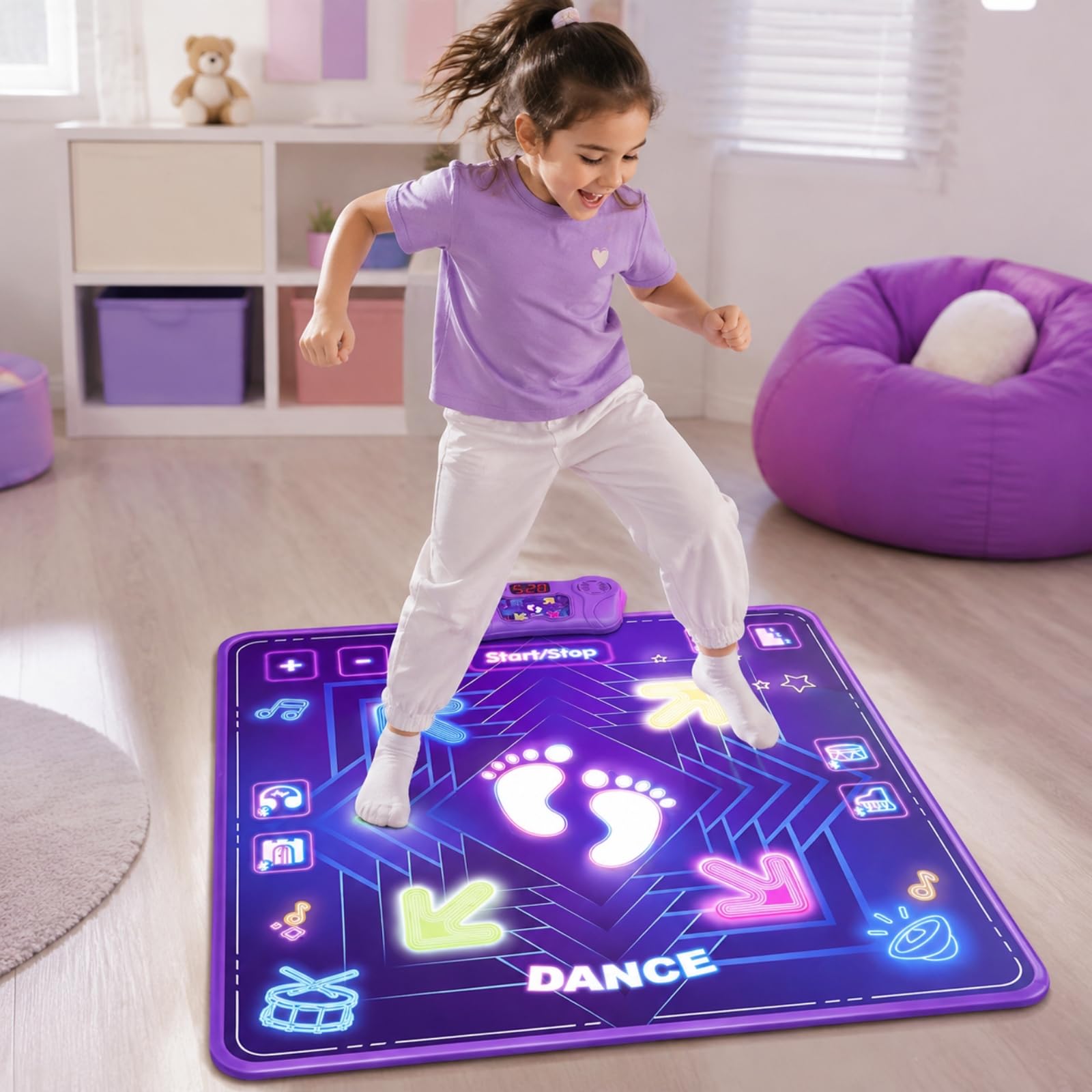 kowaku Tappeto da Gioco Le con | Resistente, Tappeto da Ballo con Console di Controllo, Educativo, Giocattolo, per Giochi