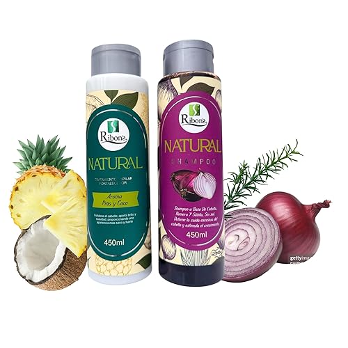Ribon's Set de champú natural y tratamiento capilar Fórmula anti-pérdida de cabello, fortalecimiento y nutritiva con cebolla, romero y aloe vera