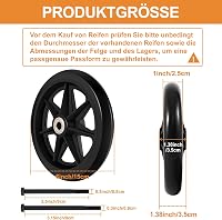SAICOOS 2 db 150 mm-es Tömör Gumikerekes Cserekerék - Környezetbarát PU Anyag, Kopásálló, Univerzális Illeszkedés, Kerekesszékhez 2