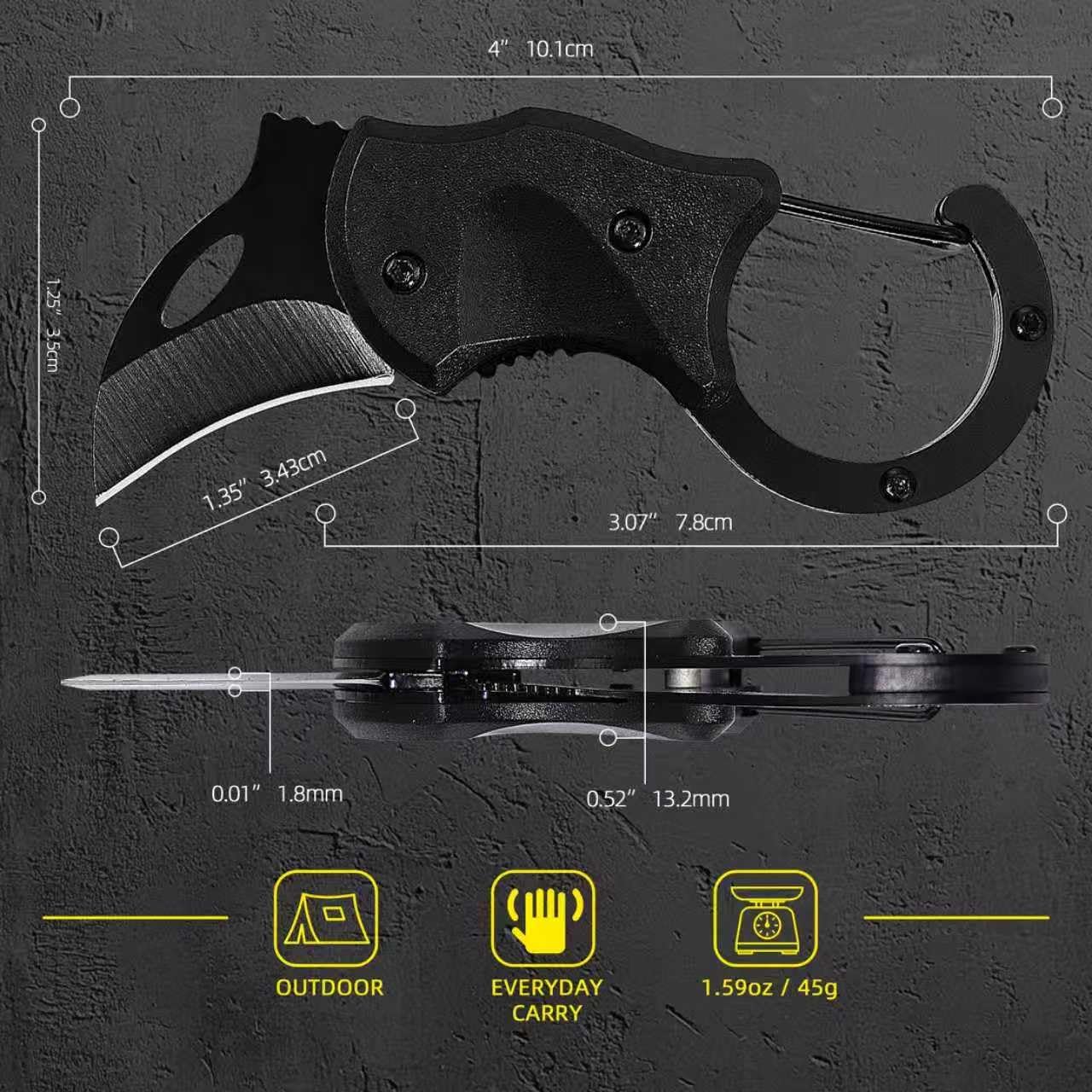 XIPHIAS Keychain Mini Folding Pocket Knife with Carabiner, Small Box Opener, EDC Gadget, 1.35" Stainless Steel Blade, ABS Handle, Liner Lock, Gift Box Included, Father’s Day & Mother’s Day Gift for Him/Her (Boyfriend/Husband/Dad/Mom/girlfriend/wife)