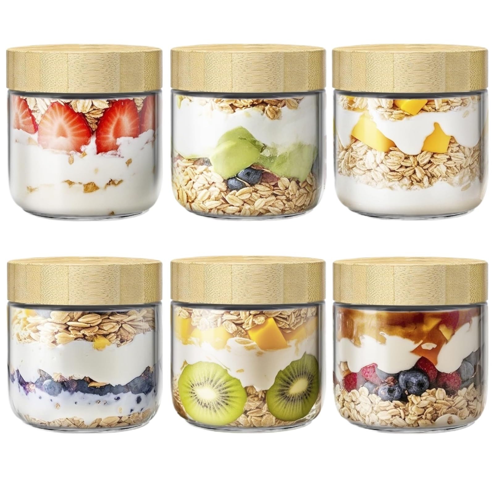 AMULONG Sweet Jars Apothecary 6 Pcs Glass Gars Food Storage Containers With Lids For Meal Prep Jars for Crafting(300ml)