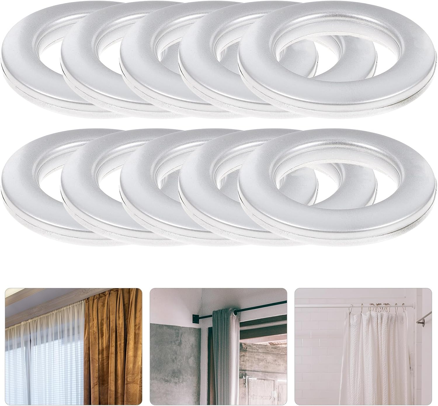 IMIKEYA 75pcs Plastic Curtain Grommets Inner Diameter Rings Low Noise Roman Eyelet Rings for Sliding Drapery Hooks Window Treatment