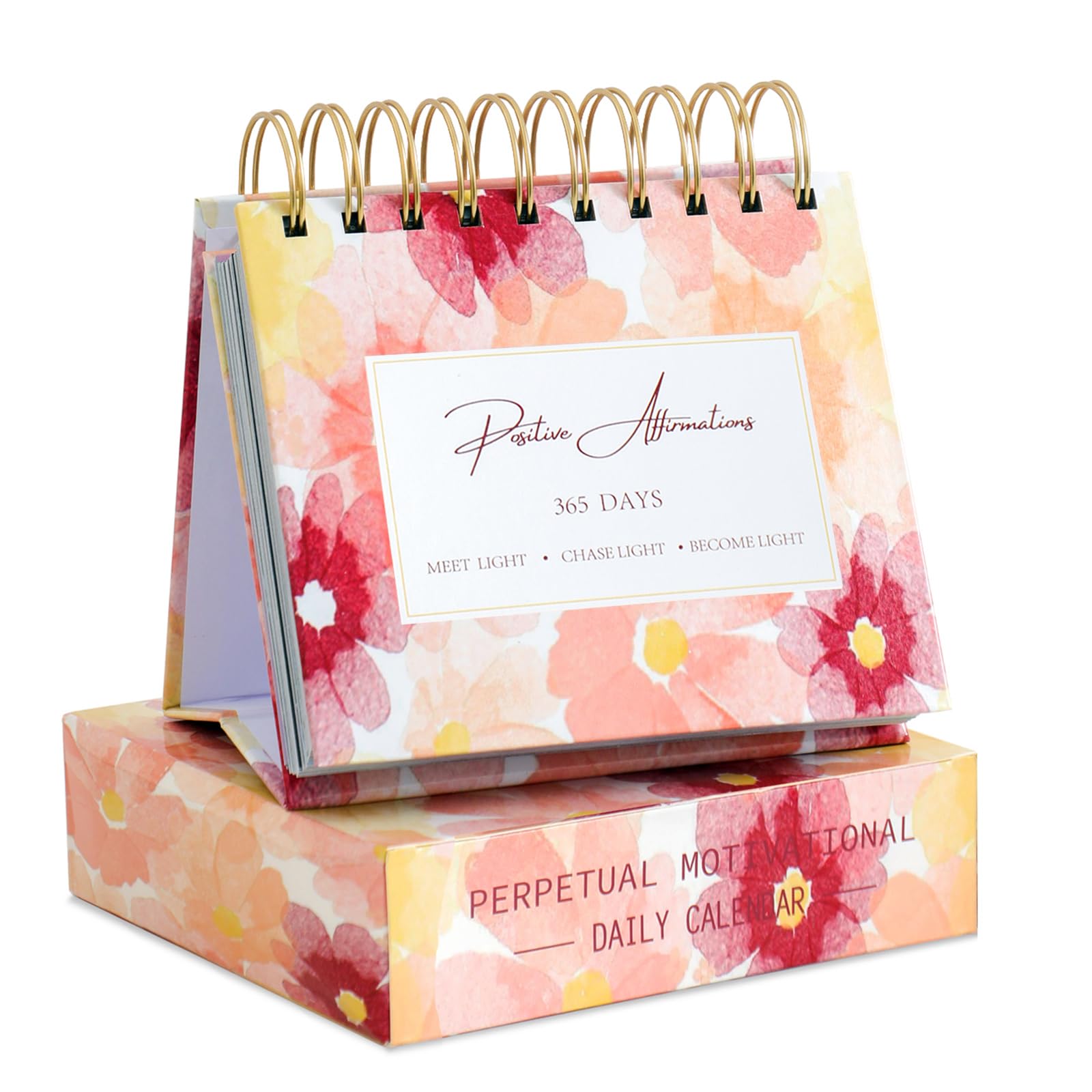 ZEEYUAN Motivational Desktop Calendar 2025 Small Daily Flip Calendar with Inspirational Quotes, Desk Office Decor Inspirational Calendar Gifts for Womens Girls, Keep Positive Affirmations, Red