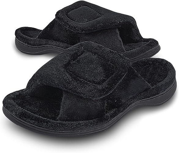 Git-up Ladies Memory Foam Slippers with Arch Support Adjustable Hook and  Loop Women Slippers Diabetic Open Toe Soft Bedroom House Slippers for  Indoor Outdoor Shoes: Amazon.co.uk: Fashion