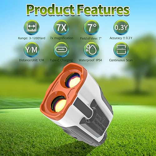Miniatura 3 de Golf Rangefinder with Slope - 7X Magnification 1200 Yards Waterproof Laser Golf Rangefinder with Magnet - Flag Lock Vibration Rechargeable