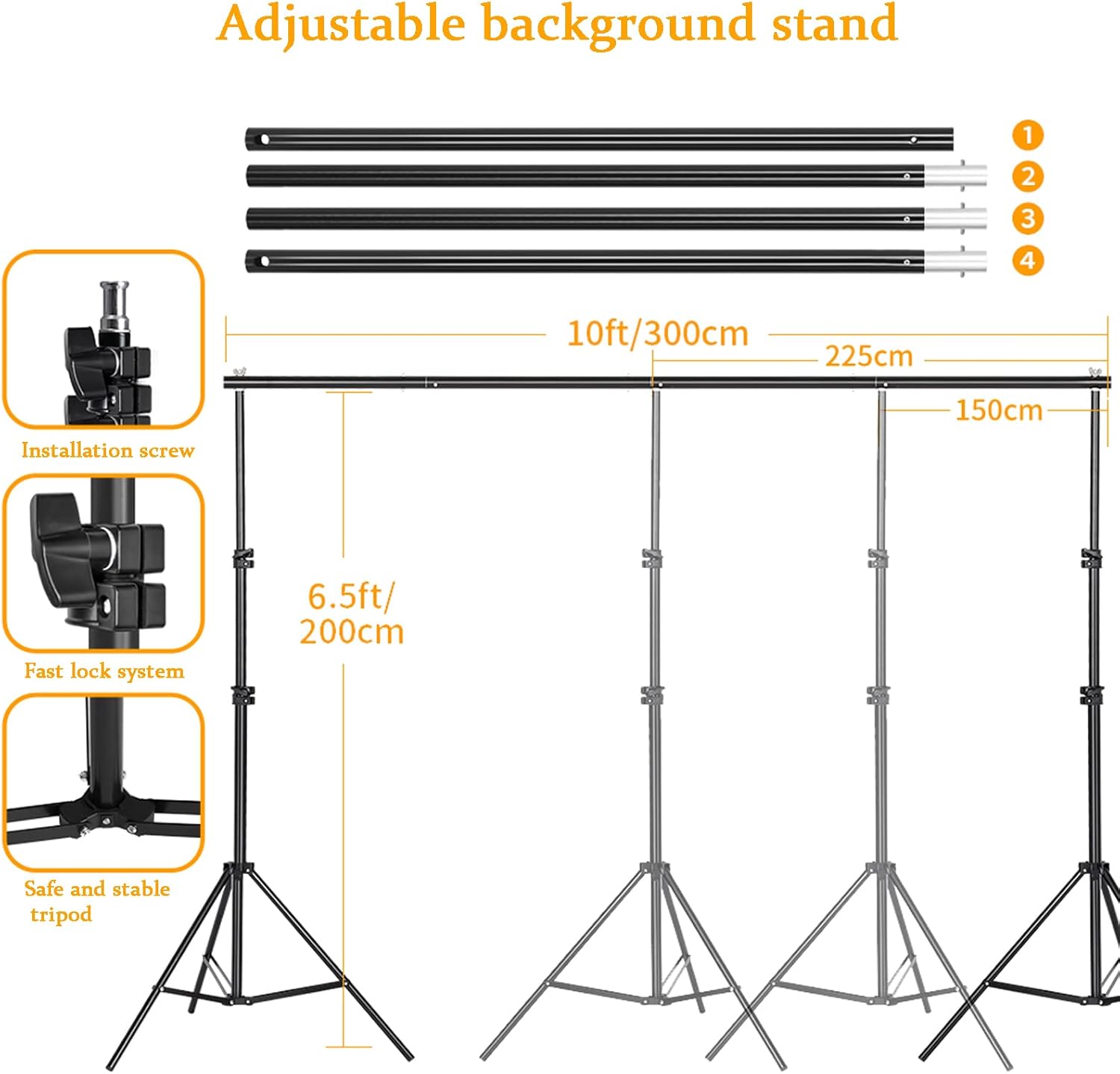 Onе-Dау Sаlе: Uр tо 60% оƒƒ LOMTAP Photography Lighting Umbrella Kit 6.5ftx9.8ft Background Support System Green Screen Continuous Backdrop for Photo Portrait Video Studio Shoot with Light Stand 2 in 1 Reflector 2 Bulbs 3 Clips