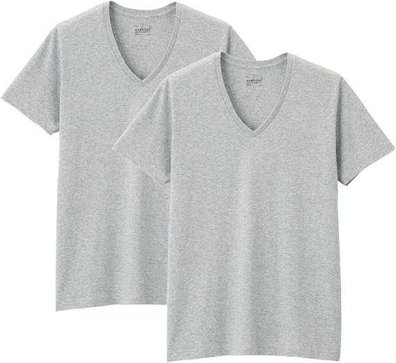 Amazon 無印良品 脇に縫い目がない 天竺編みvネック半袖tシャツ 2枚組 メンズ グレー 日本 L 日本サイズl相当 Tシャツ カットソー 通販