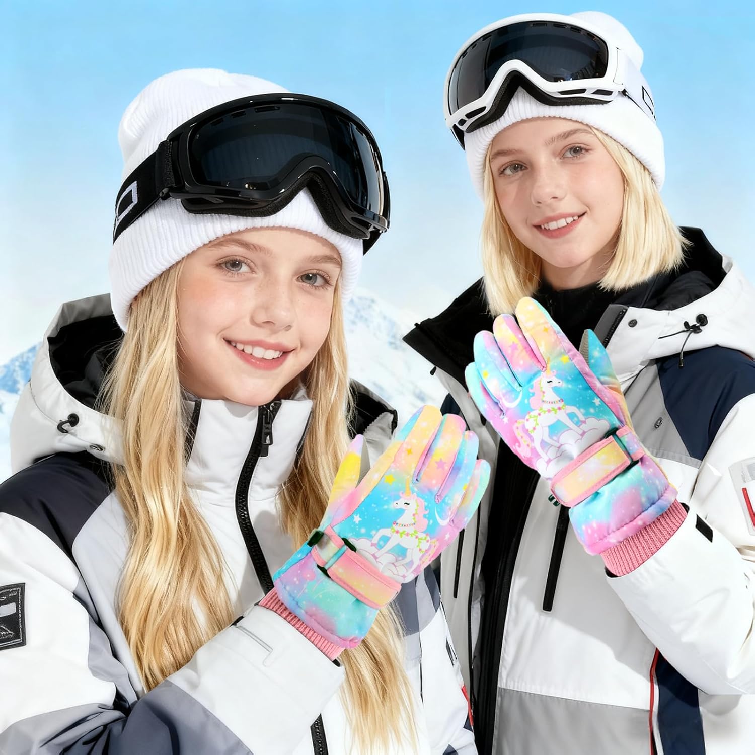 Kids Waterproof Gloves for Girls, Girls Snow Winter Gloves for Cold Weather, Warm Thick Fleece Insulated Kids Ski Gloves for Snowboarding & Sledding, Fits Aged 9-15 - Image 6