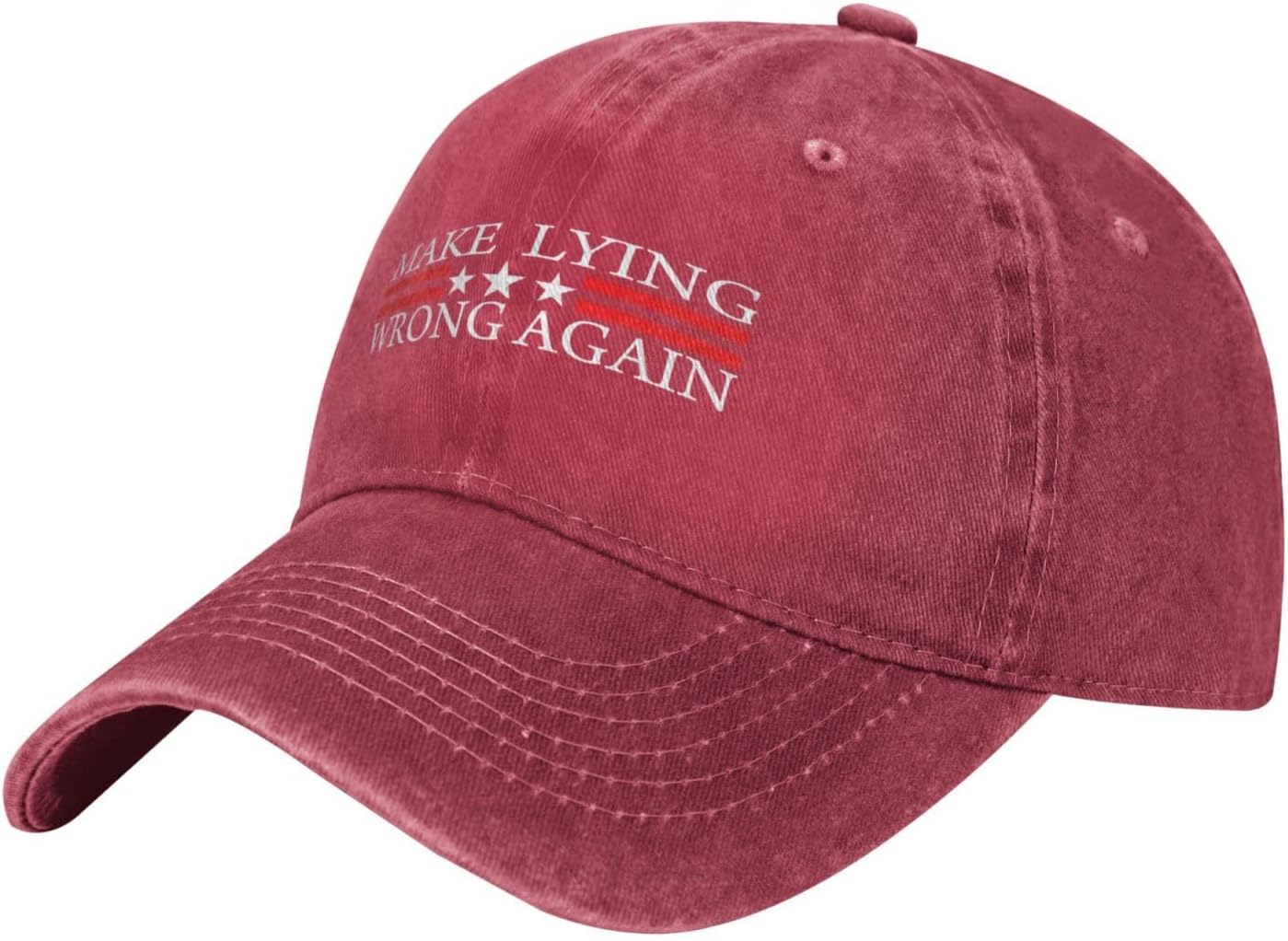 Make Lying Wrong Again Hat Men Dad Hats Vintage Caps Red - Image 2