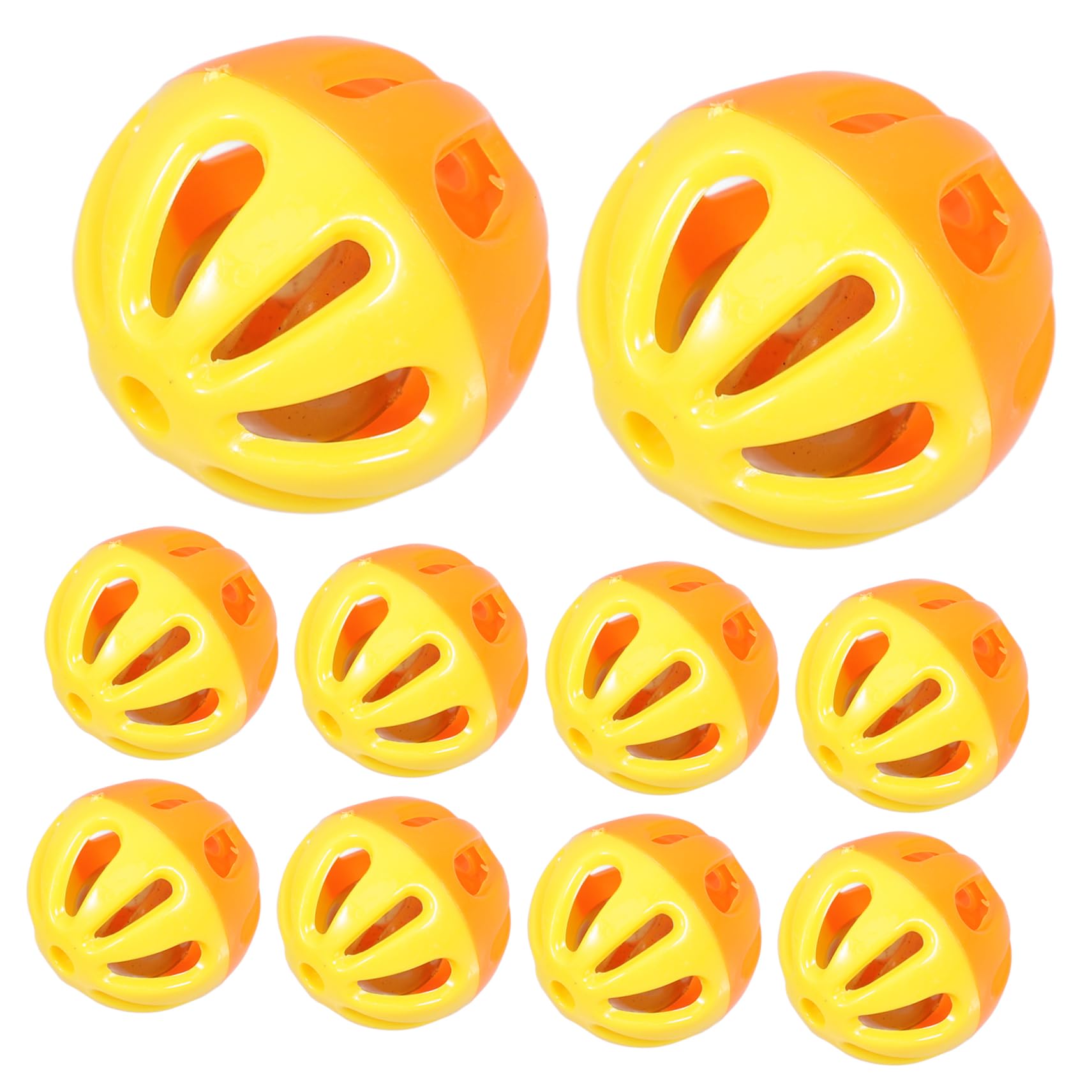POPETPOP 10pcs Plastic Cat Bell Balls for Pet Entertainment and Training, Hollow Two-tone Jingle Rattle Toys for Cats and Dogs Random Color