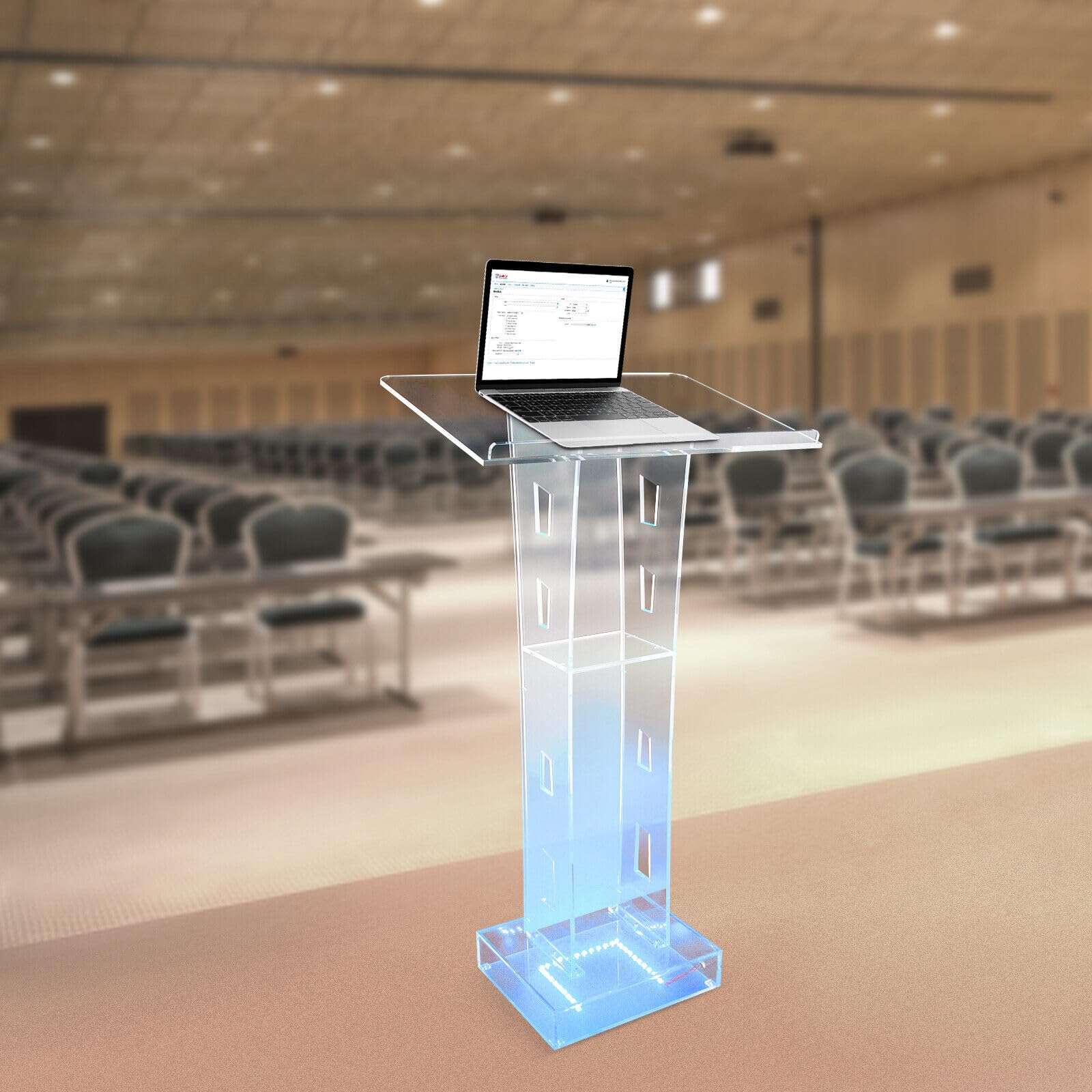 Pupitre Podium transparent chaire, support de podium acrylique avec étagère,Pupitre scolaire chaire église