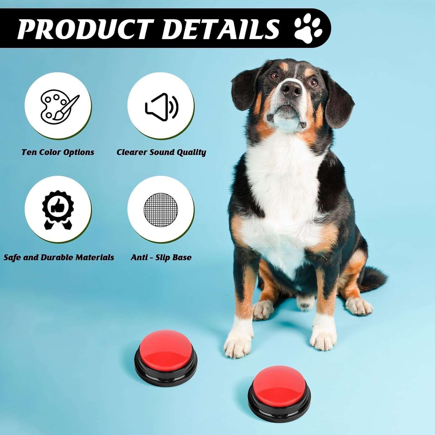 10 PCS Red Voice Recording Buttons for Dogs Dog Training Communication Buttons with 30 Sec Record and Playback, Pet Training Buzzer for Puppy Cats, Funny Gift for Study Office Home Pet Lovers