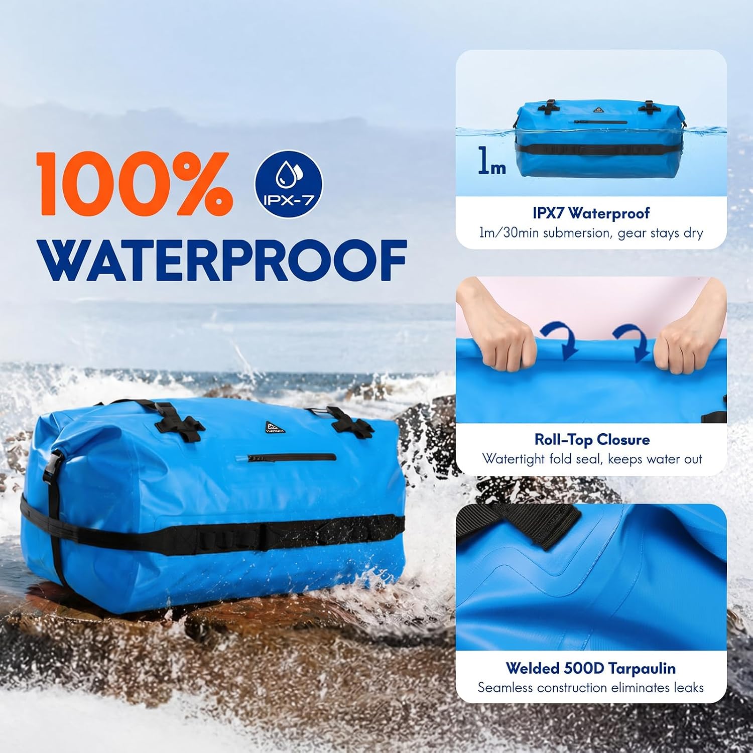 Haimont IPX7 Waterproof Roll-Top Dry Duffel Backpack Bag image 2