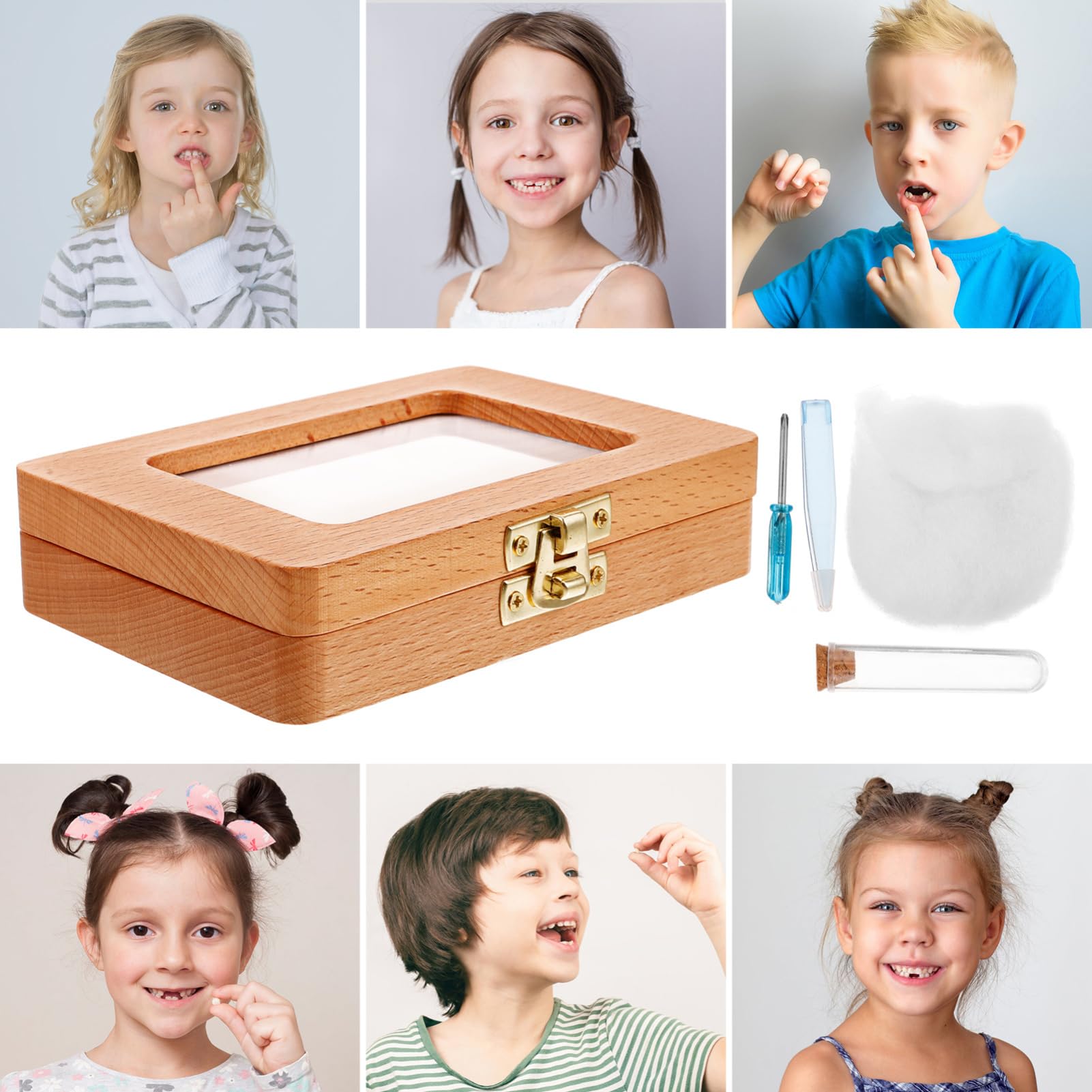 Caja de Madera para Guardar Dientes de Leche y Pelo Ñiño, Obsequio Sencillo para Recién Nacidos