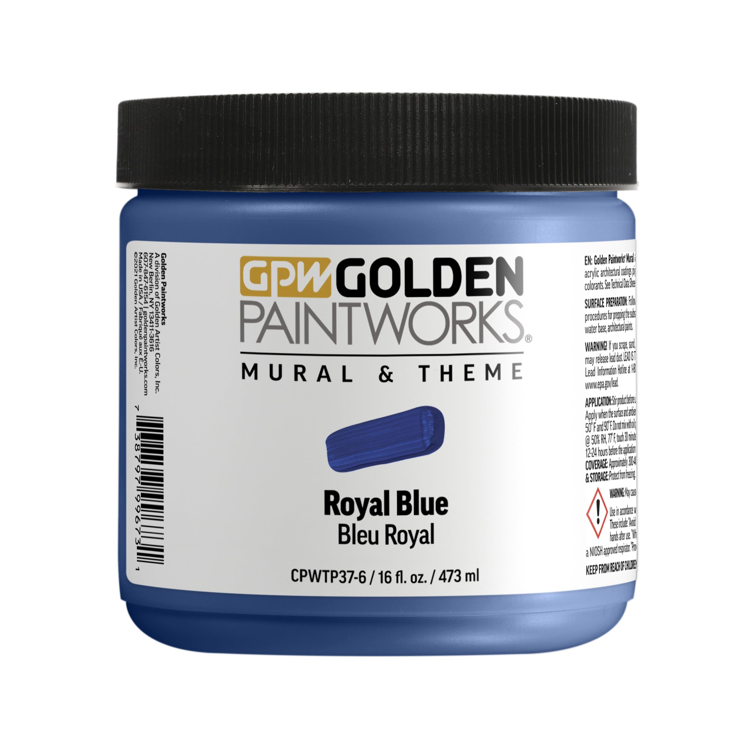 GOLDEN PAINTWORKS Mural & Theme, Royal Blue, 16 oz., Professional Acrylic Paint, Mural Paint